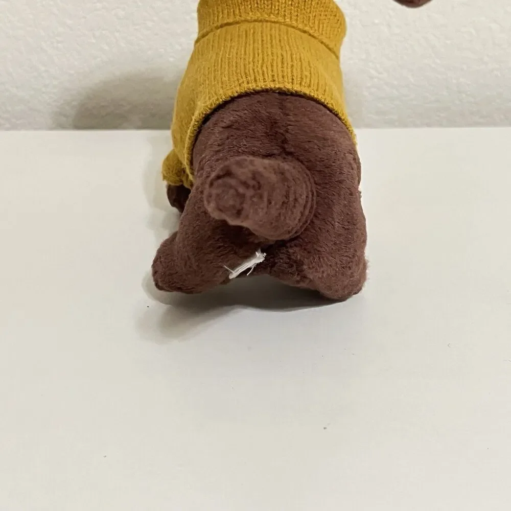 Jellycat Dachshund Yellow Sweater Sausage Dog Plush Stuffed Animal NO TUSH TAG